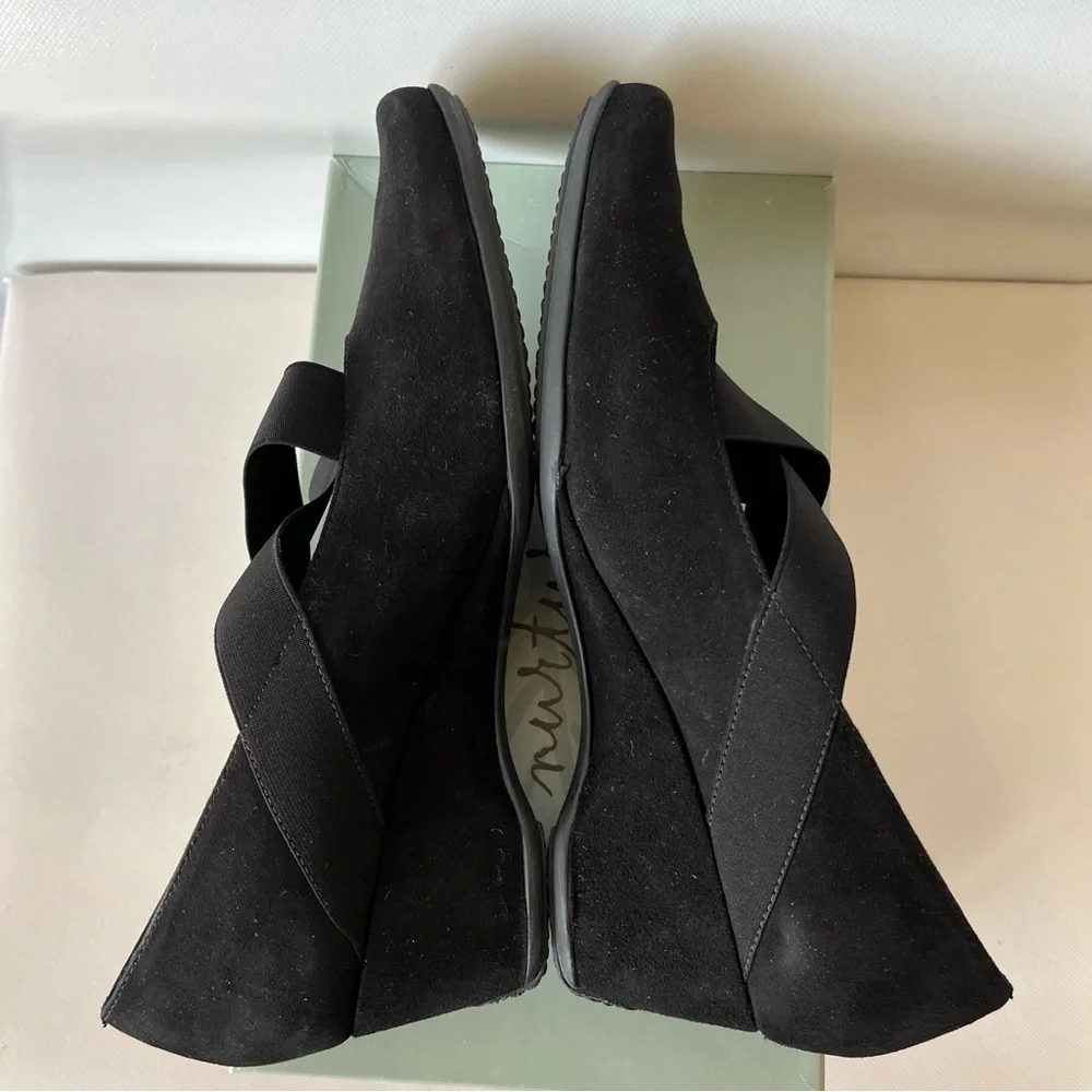 Nurture Black Suede Wedge Shoes